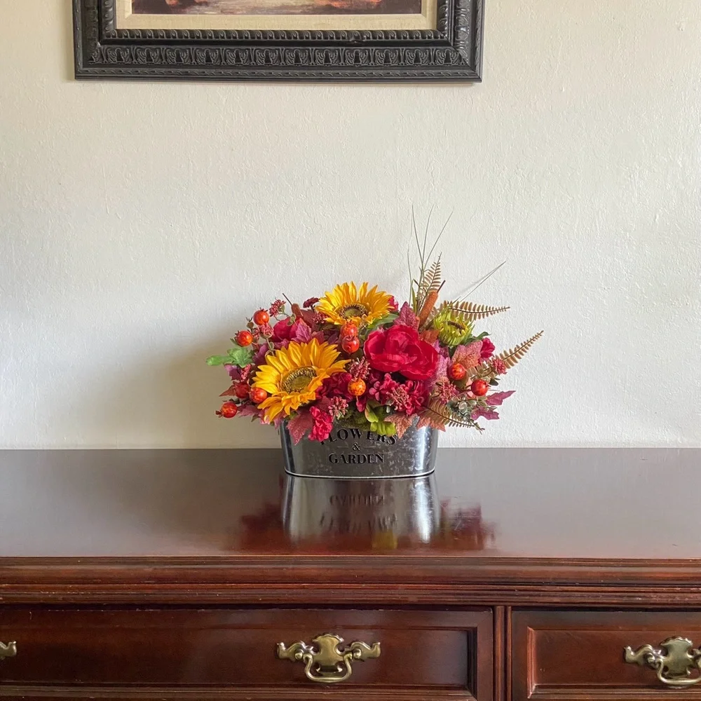 Faux Floral Bouquet with Sunflowers/Peonies